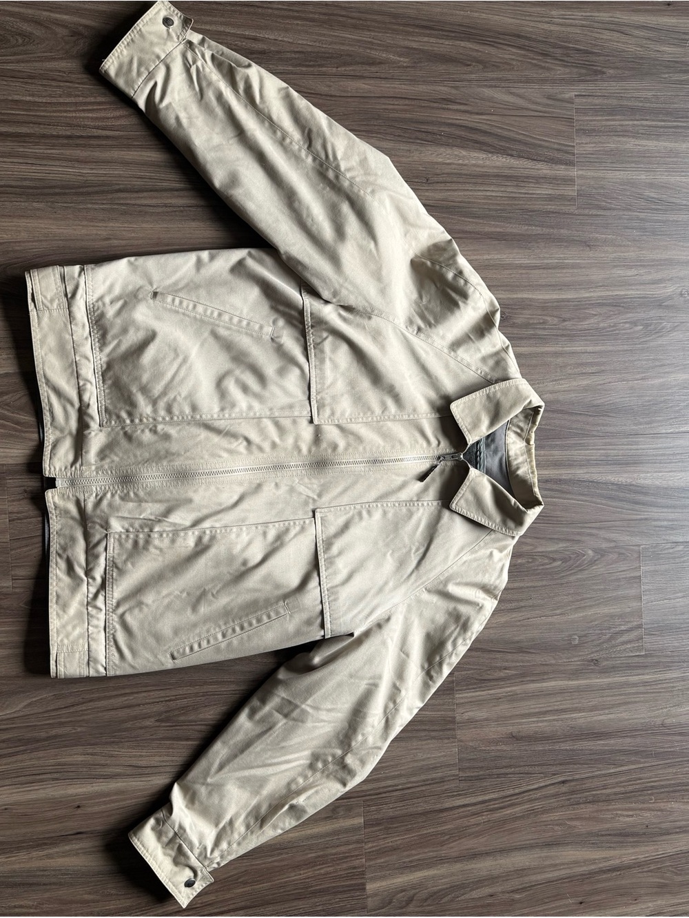 London Fog Light Beige Zip-Front Shirt Jacket